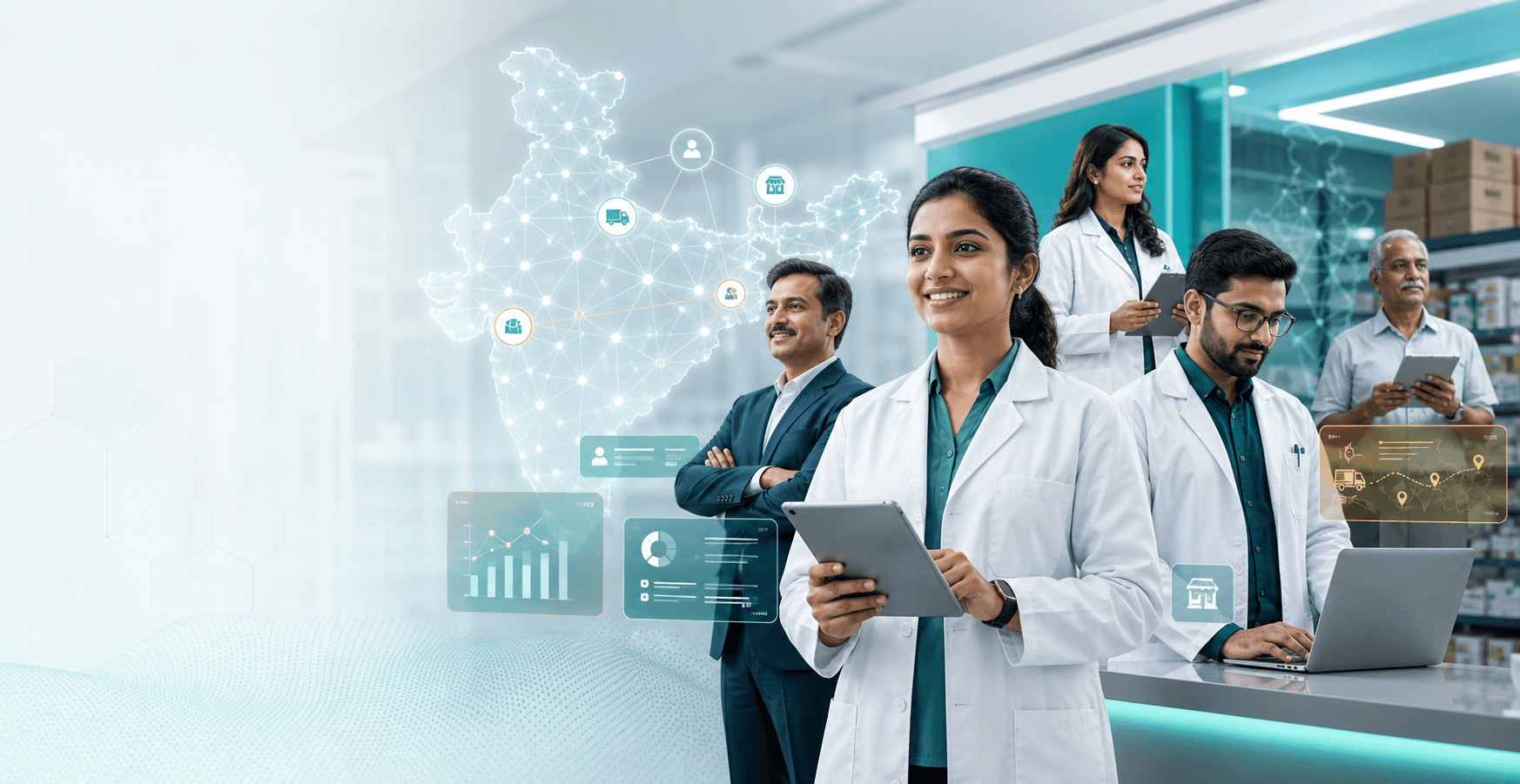 Indian pharmacists connected through a digital healthcare network
